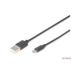 Digitus AK-300127-010-S USB kábel 1 M USB 2.0 USB A Micro-USB B Fekete