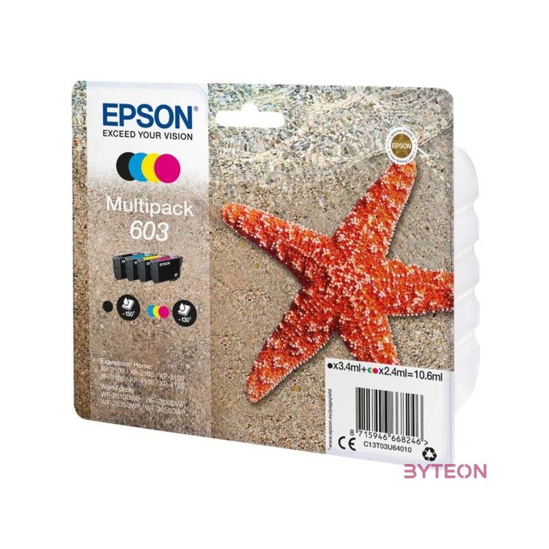 Epson C13T03U64010 tintapatron 1 dB Eredeti Standard teljesítmény Fekete, Cián, Magenta, Sárga