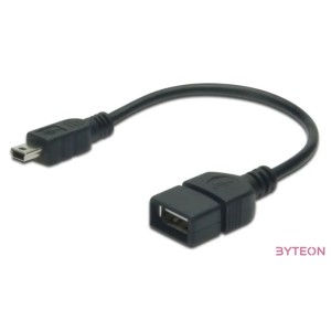 Digitus USB 2.0 OTG 0.2m USB kábel 0,2 M Mini-USB B USB A Fekete