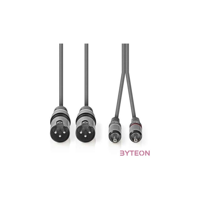 Nedis COTH15210GY15 audio kábel 1,5 M 2 x XLR (3-pin) 2 x RCA Szürke