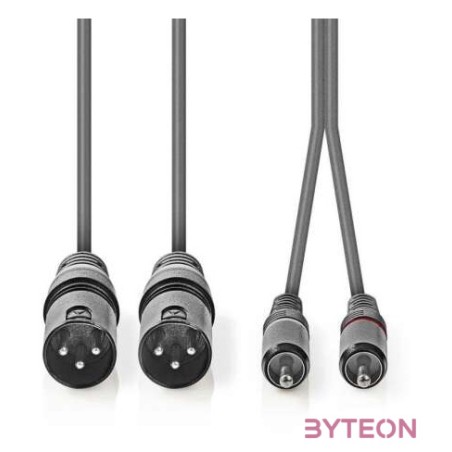 Nedis COTH15210GY15 audio kábel 1,5 M 2 x XLR (3-pin) 2 x RCA Szürke