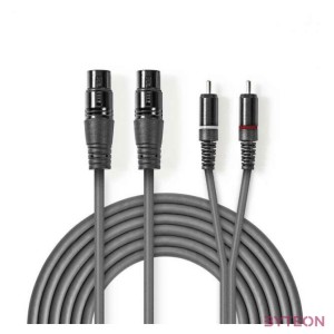 Nedis COTH15230GY30 audio kábel 3 M 2 x XLR (3-pin) 2 x RCA Szürke