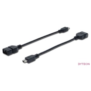 Digitus USB 2.0 OTG 0.2m USB kábel 0,2 M Mini-USB B USB A Fekete