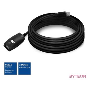 ACT AC6005 USB kábel 5 M USB 2.0 USB A Fekete