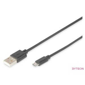 Digitus AK-300127-010-S USB kábel 1 M USB 2.0 USB A Micro-USB B Fekete