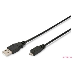 Digitus AK-300127-010-S USB kábel 1 M USB 2.0 USB A Micro-USB B Fekete