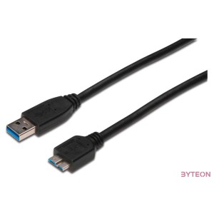 Digitus AK-300116-010-S USB kábel 1 M USB 3.2 Gen 1 (3.1 Gen 1) USB A Micro-USB B Fekete
