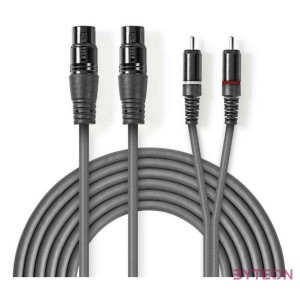 Nedis COTH15230GY30 audio kábel 3 M 2 x XLR (3-pin) 2 x RCA Szürke