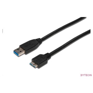 Digitus AK-300116-010-S USB kábel 1 M USB 3.2 Gen 1 (3.1 Gen 1) USB A Micro-USB B Fekete