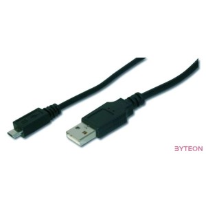 Digitus AK-300127-010-S USB kábel 1 M USB 2.0 USB A Micro-USB B Fekete