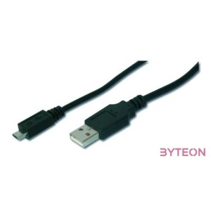 Digitus AK-300127-010-S USB kábel 1 M USB 2.0 USB A Micro-USB B Fekete