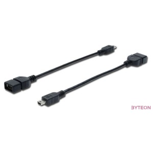 Digitus USB 2.0 OTG 0.2m USB kábel 0,2 M Mini-USB B USB A Fekete