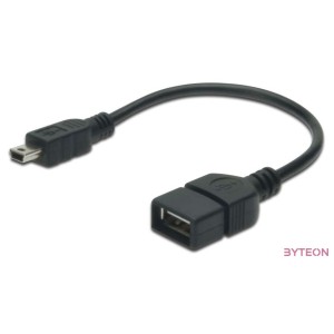 Digitus USB 2.0 OTG 0.2m USB kábel 0,2 M Mini-USB B USB A Fekete