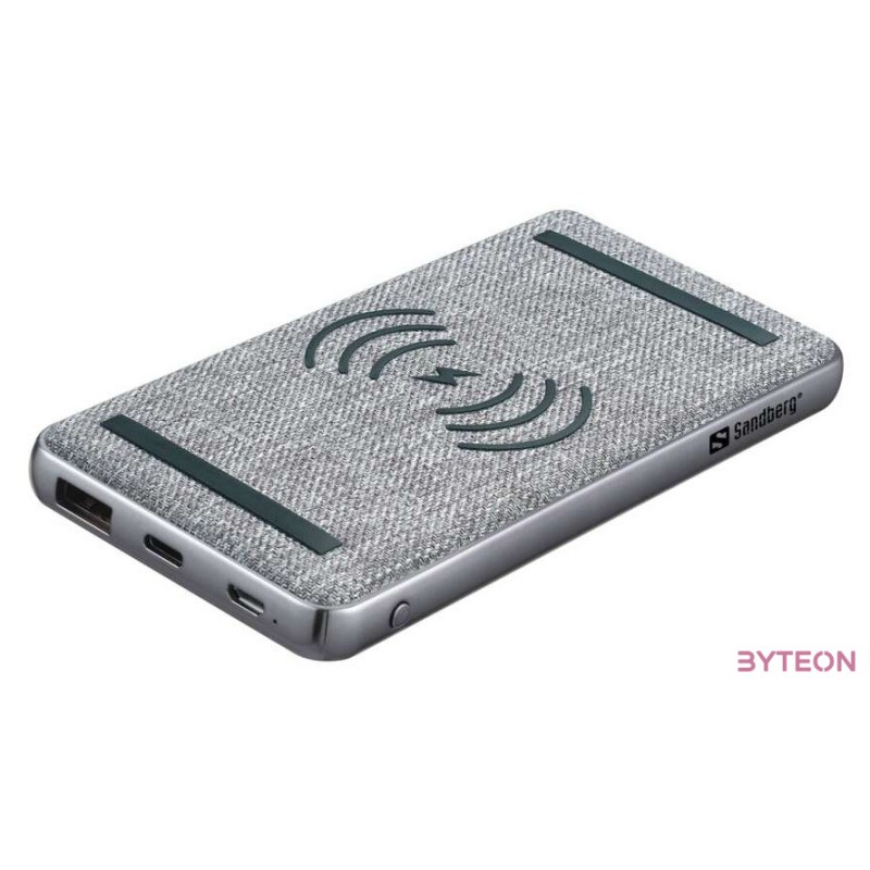 Sandberg 420-61 külső akkumulátor Lítium-polimer (LiPo) 10000 mAh Vezeték nélkül tölthető Fekete, Szürke