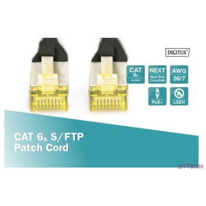 Digitus DK-1644-A-005,BL hálózati kábel Fekete 0,5 M Cat6a S,FTP (S-STP)