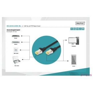 Digitus DK-1644-A-005,BL hálózati kábel Fekete 0,5 M Cat6a S,FTP (S-STP)