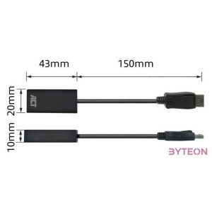 ACT AC7555 video átalakító kábel 0,15 M DisplayPort HDMI A-típus (Standard) Fekete