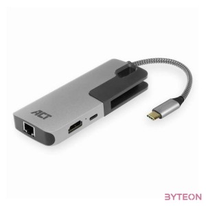 ACT AC7042 dokkoló állomás és port replikátor Vezetékes USB 3.2 Gen 1 (3.1 Gen 1) Type-C Fekete, Szürke