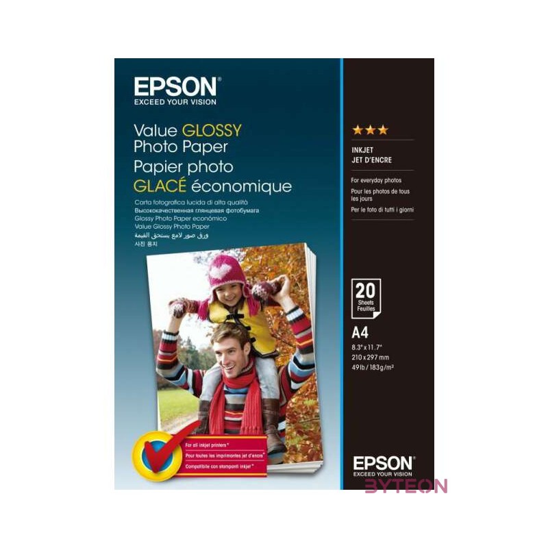 Epson Value Glossy Photo Paper fotópapír A4 Fényes