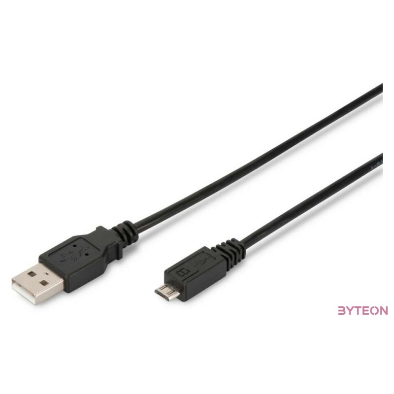 Digitus AK-300110-018-S USB kábel 1,8 M USB 2.0 USB A Micro-USB B Fekete