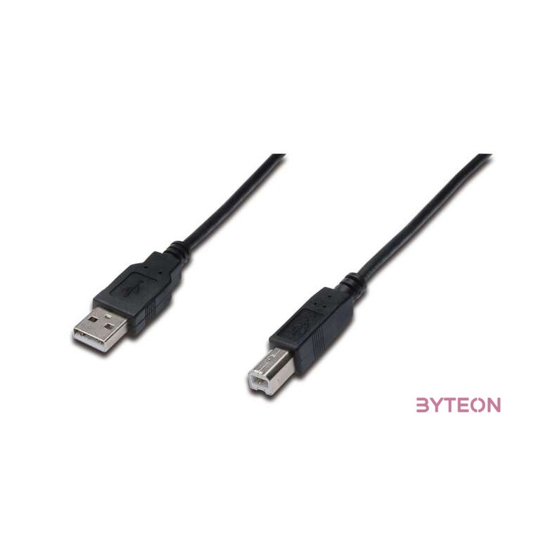Digitus USB 2.0 A,B, 0.5m USB kábel 0,5 M USB A USB B Fekete