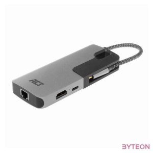 ACT AC7042 dokkoló állomás és port replikátor Vezetékes USB 3.2 Gen 1 (3.1 Gen 1) Type-C Fekete, Szürke