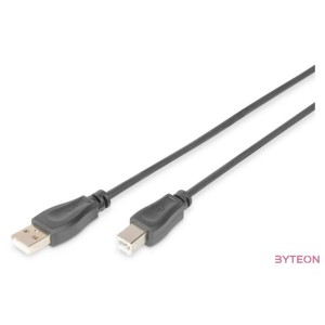 Digitus USB 2.0 A,B, 0.5m USB kábel 0,5 M USB A USB B Fekete