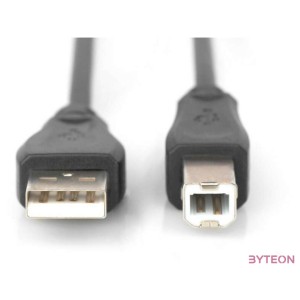 Digitus USB 2.0 A,B, 0.5m USB kábel 0,5 M USB A USB B Fekete