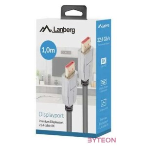 Lanberg CA-DPDP-20CU-0010-BK DisplayPort kábel 1 M Fekete, Ezüst