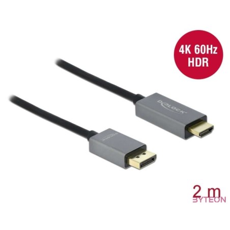 DeLOCK 85929 video átalakító kábel 2 M HDMI A-típus (Standard) DisplayPort Fekete, Szürke