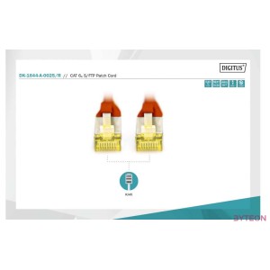 Digitus DK-1644-A-0025,R hálózati kábel Vörös 0,25 M Cat6a S,FTP (S-STP)