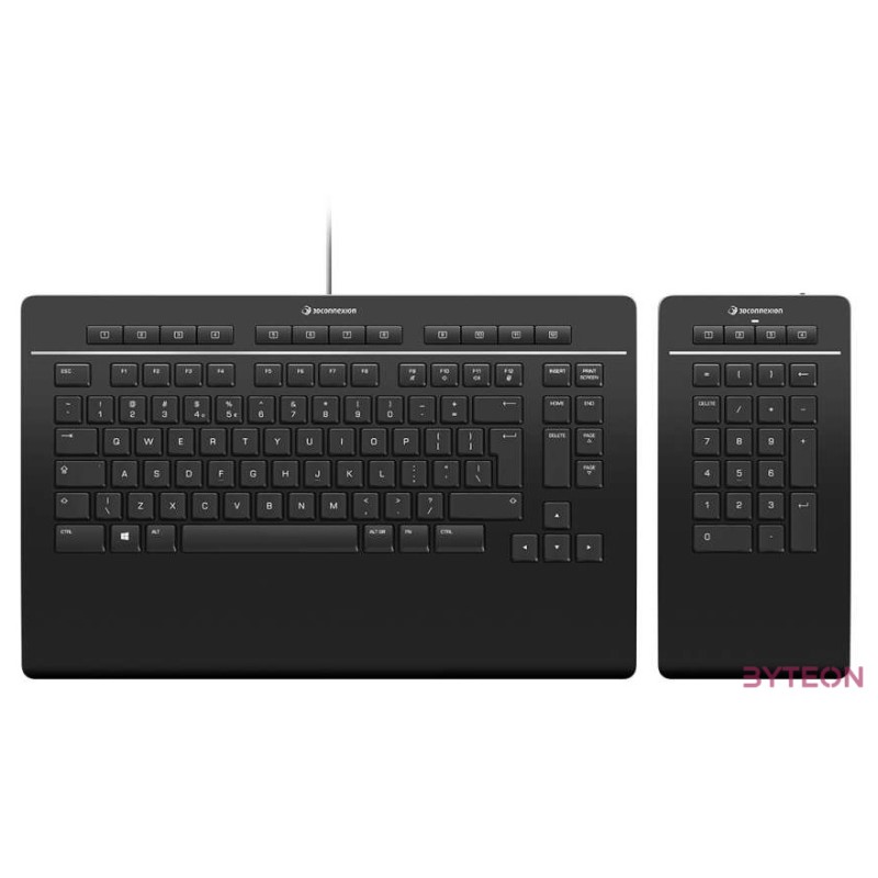 3Dconnexion Keyboard Pro with Numpad billentyűzet USB  RF Wireless  Bluetooth QWERTY Nemzetközi amerikai Fekete