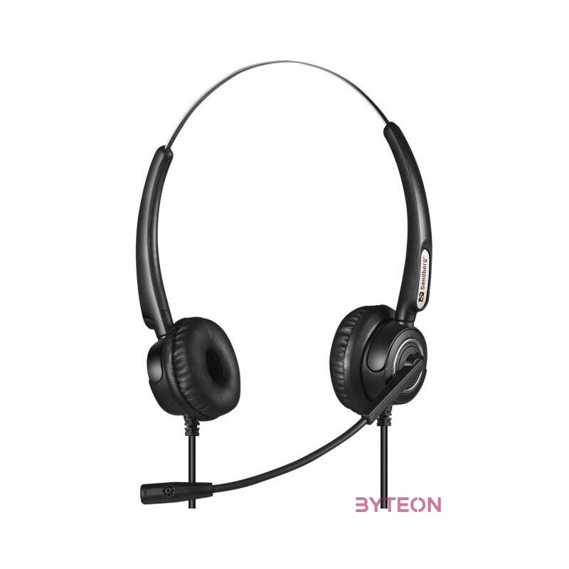 Sandberg 126-30 fejhallgató és headset Vezetékes Fejpánt Iroda,telefonos ügyfélközpont USB A típus Fekete