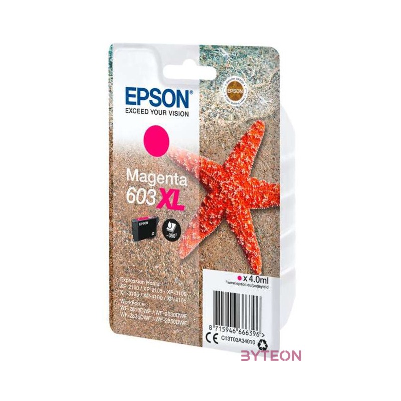 Epson C13T03A34010 tintapatron 1 dB Eredeti Nagy (XL) kapacitású Magenta