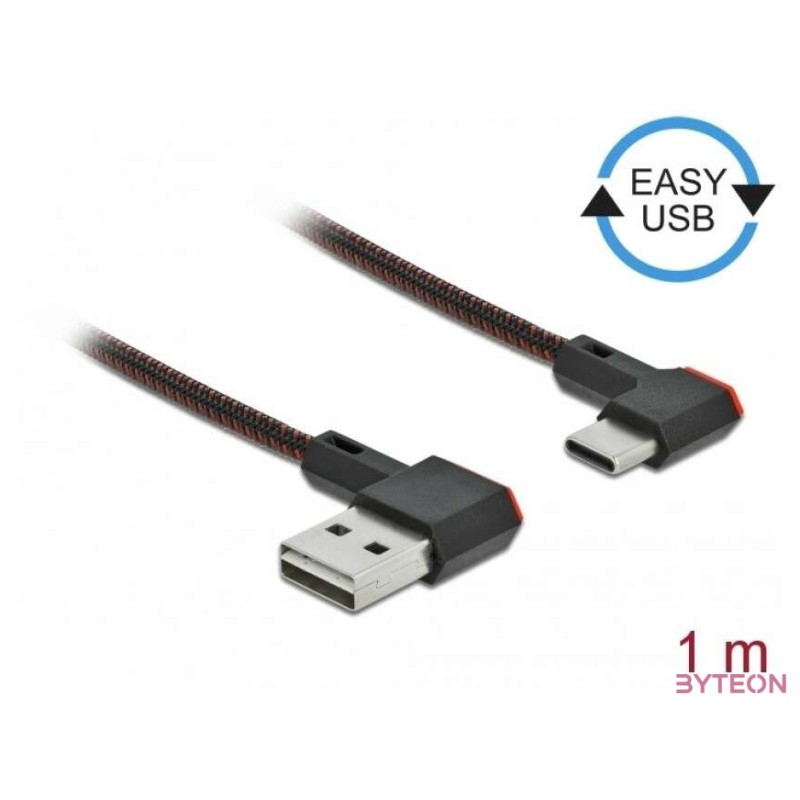 DeLOCK USB2.0-Kabel A-TypC 1m, schwarz,rot USB kábel USB A Micro-USB B Fekete