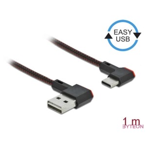 DeLOCK USB2.0-Kabel A-TypC 1m, schwarz,rot USB kábel USB A Micro-USB B Fekete