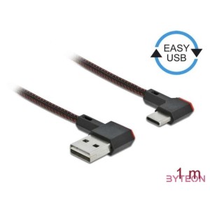 DeLOCK USB2.0-Kabel A-TypC 1m, schwarz,rot USB kábel USB A Micro-USB B Fekete