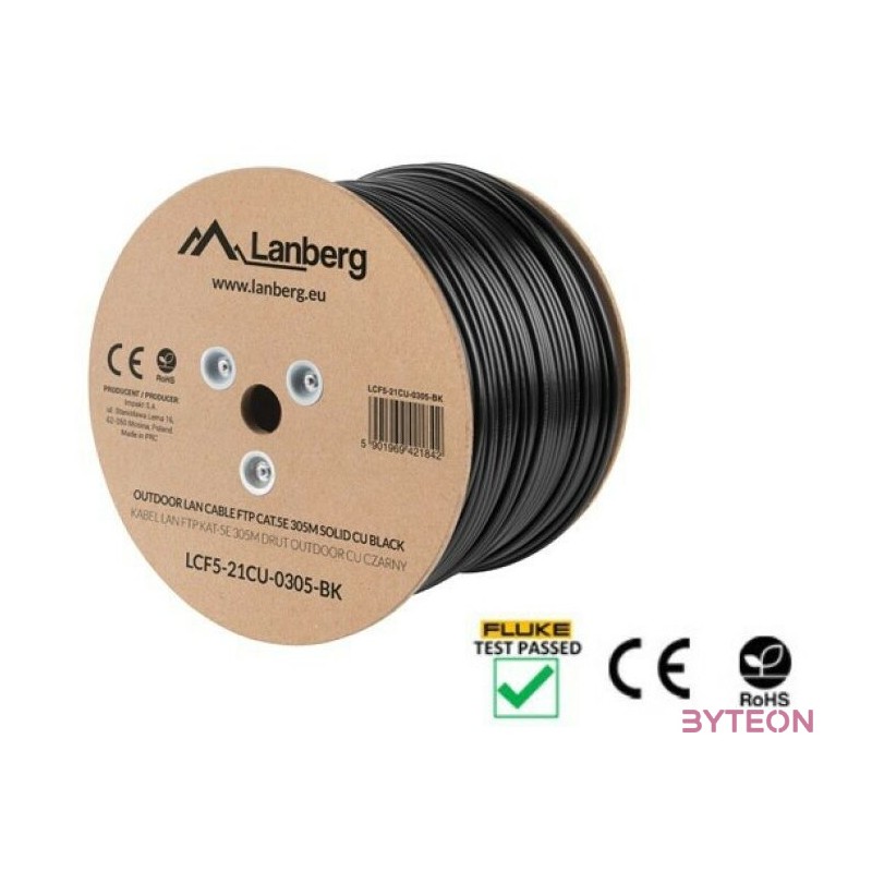 Lanberg LCF5-21CU-0305-BK hálózati kábel Fekete 305 M Cat5e F,UTP (FTP)