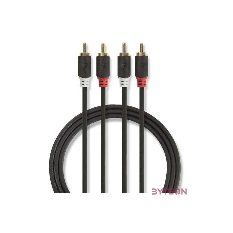 Nedis CABW24200AT100 audio kábel 10 M 2 x RCA Antracit