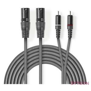 Nedis COTH15210GY30 audio kábel 3 M 2 x XLR (3-pin) 2 x RCA Szürke