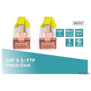 Digitus DK-1644-020,Y hálózati kábel Sárga 2 M Cat6 S,FTP (S-STP)