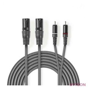 Nedis COTH15210GY30 audio kábel 3 M 2 x XLR (3-pin) 2 x RCA Szürke