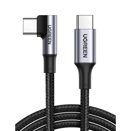 USB-C-USB-C kábel, ferde UGREEN US334 5A, PD 100W, 2m (fekete)