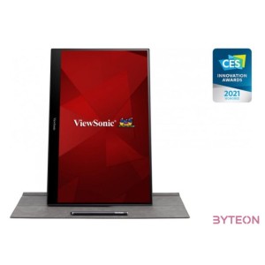 Viewsonic TD1655 érintőképernyős monitor 39,6 cm (15.6) 1920 x 1080 pixelek Többérintéses Többfelhasználós Fekete, Ezüst