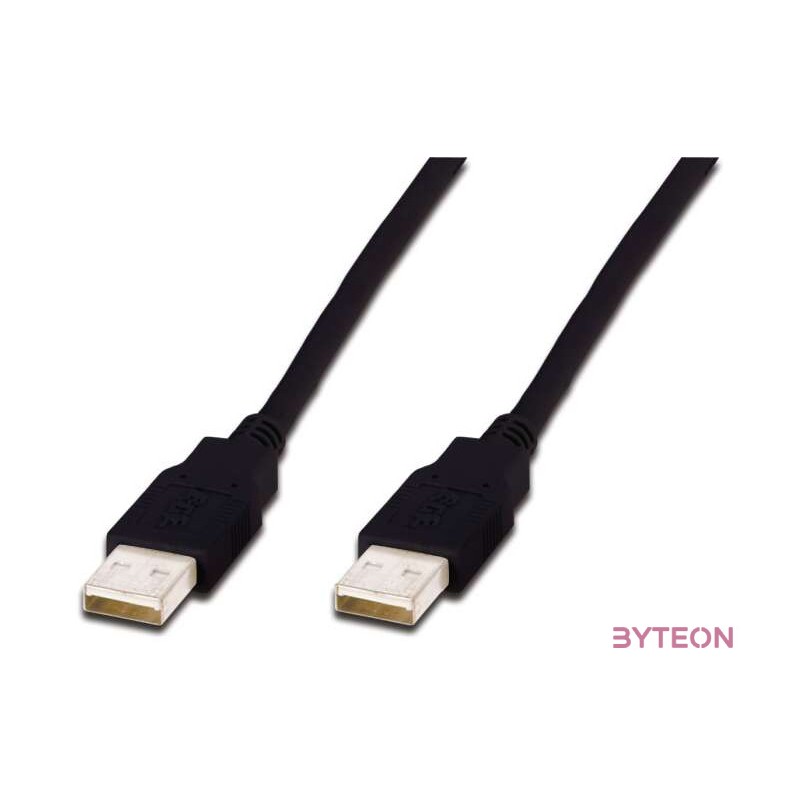 Digitus USB A, 3m USB kábel USB 2.0 Fekete