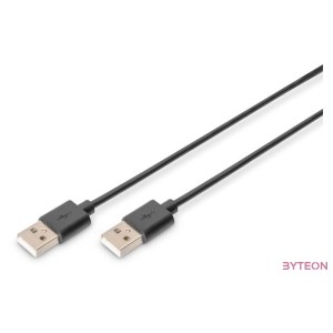 Digitus USB A, 3m USB kábel USB 2.0 Fekete