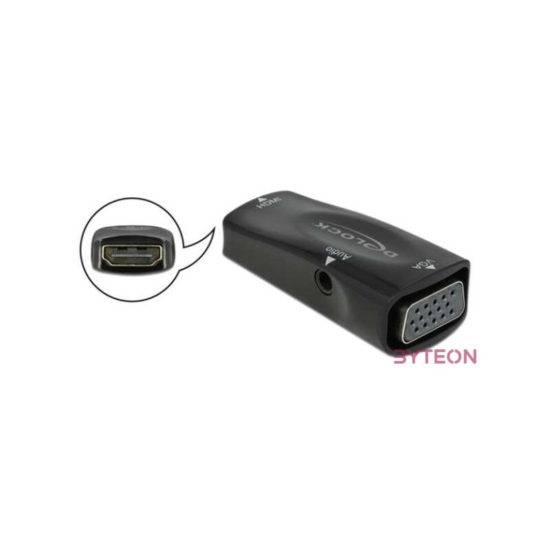 DeLOCK 66560 video átalakító kábel HDMI A-típus (Standard) VGA (D-Sub) Fekete