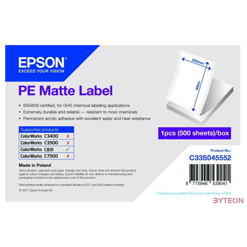 Epson PE Matte Label Fehér