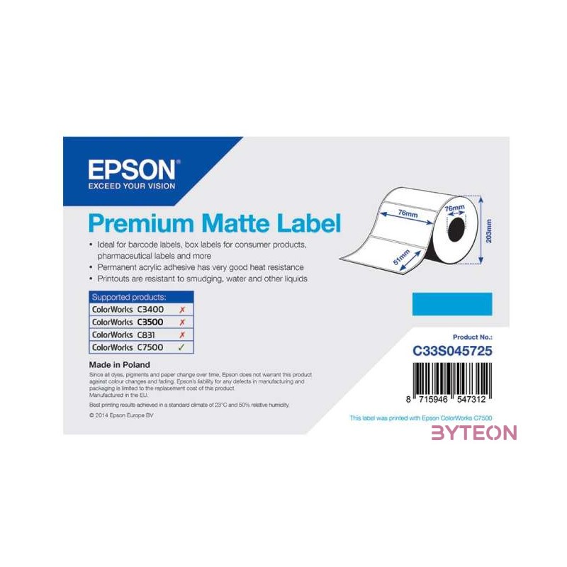 Epson Premium Matte Label Fehér Matt