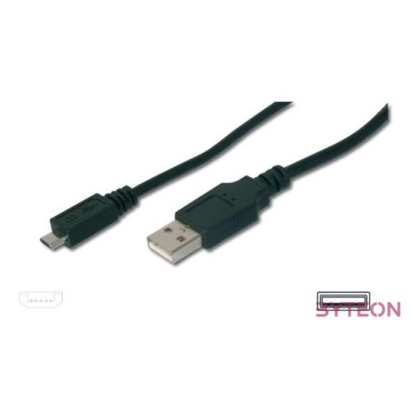Digitus AK-300130-018-S USB kábel 1,8 M USB 2.0 USB A Mini-USB B Fekete
